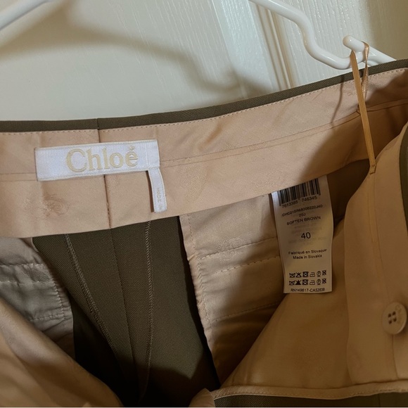 CHLOÉ Cropped Wool Blend Skinny Pants (size: 40) (color: Soften Brown) - Picture 13 of 14
